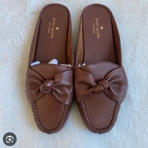 ISO- Not For Sale Kate Spade Brown Leather Bow Loafer Mallory Mules Size 9